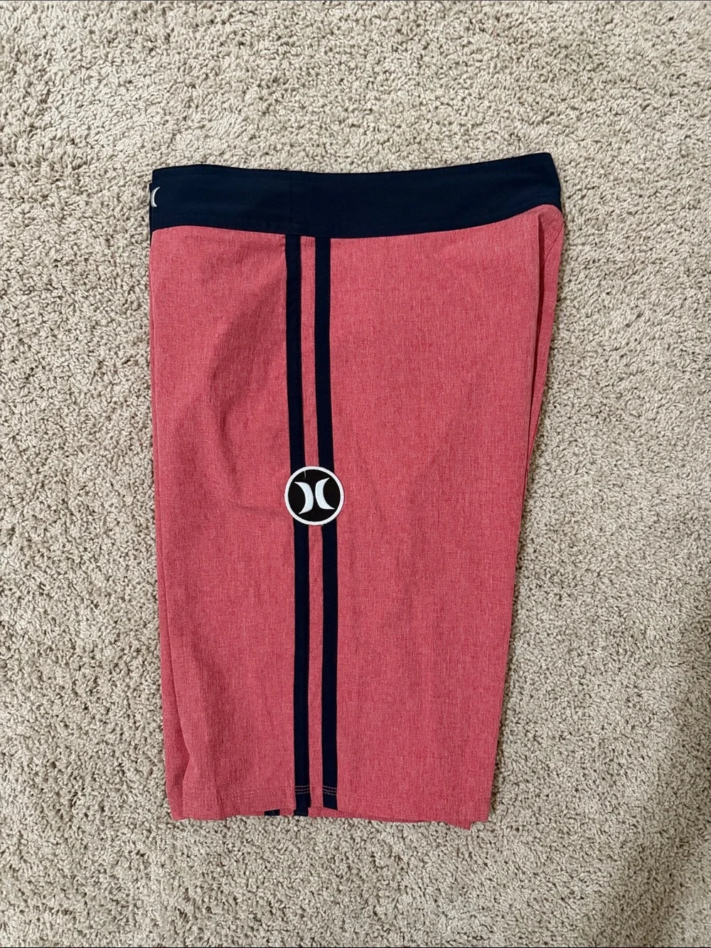 Hurley Phantom Men’s Coral Red Board Shorts with Navy Waistband